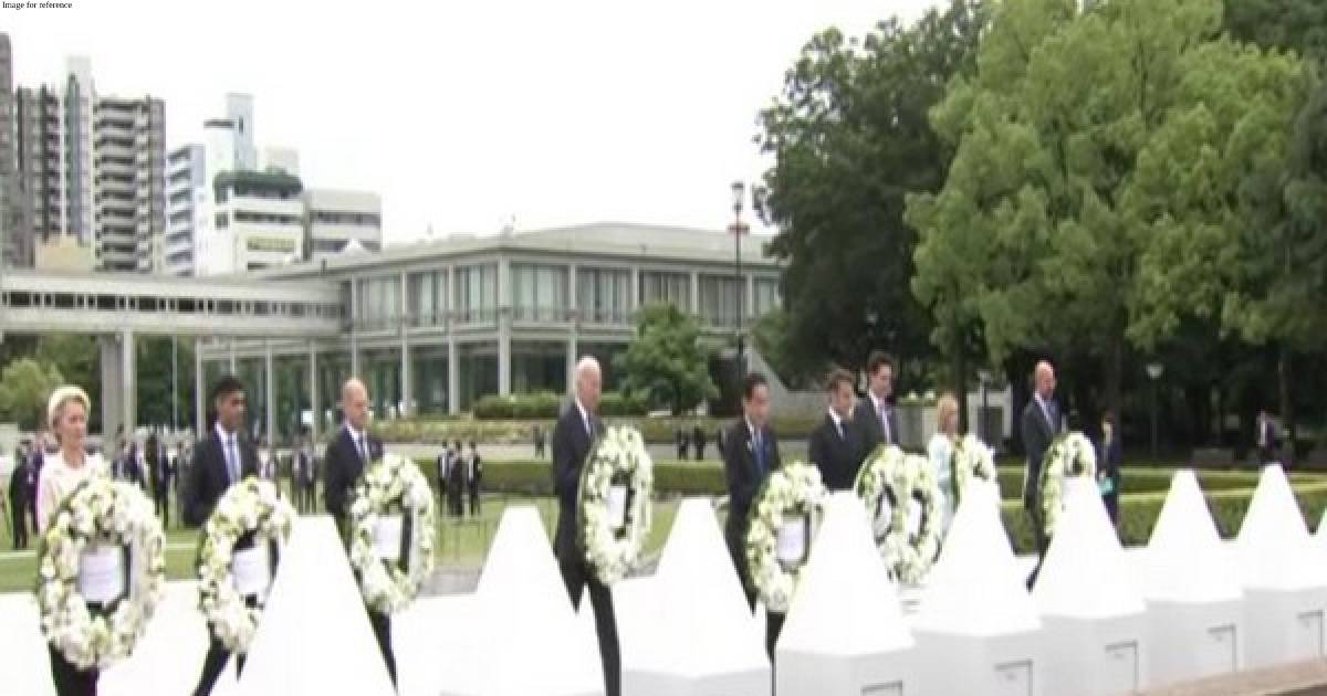 G7 leaders lay wreaths at Hiroshima Peace Memorial Park in Japan